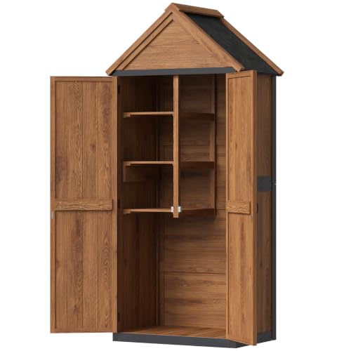 Solid Wood Outdoor Cabinet 2.3'x1.3' with Asphalt Roof & Floor