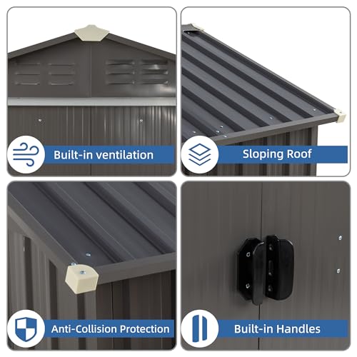 JY QAQA 5x3 FT Metal Outdoor Garden Storage Shed