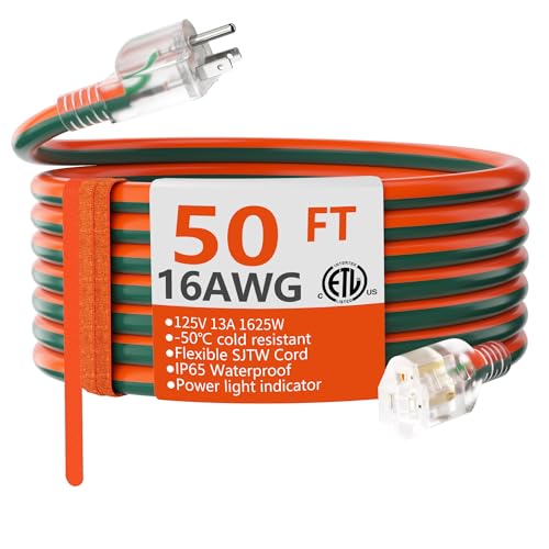 16 Gauge 50 ft Outdoor Extension Cord with Lighted End