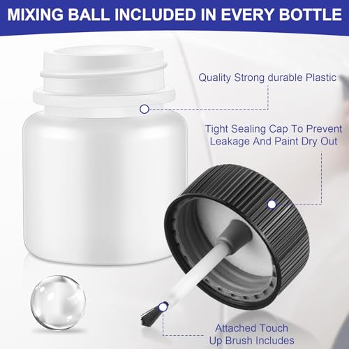 120 Pcs Empty Touch Up Paint Bottles Container 1oz 30ml Reusable Small Paint Bottles with Brush Applicator and Mixing Ball for Fix Chips Scratches Auto Car