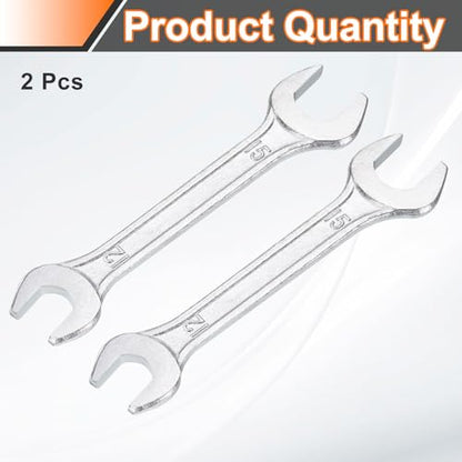 2pcs Double Open End Wrench 12mm x 15mm Metric 15 Degree Offset Angle Small Flat Head Wrench Galvanizing Open Ended Spanner for Automotive Repair Furniture Assembly (2 Count)
