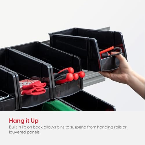 12-Pack, Small Stackable Storage Bins, Black (12 Count)