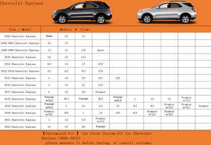 7 Layers Waterproof SUV Car Cover for Chevrolet Equinox 2005