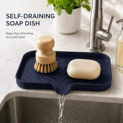 Silicone Soap Dish with Drain Spout