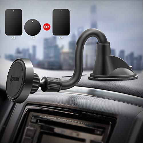 Long Arm Universal Magnetic Cradle Windshield Dashboard Cell Phone Mount Holder with 4 Metal Plates