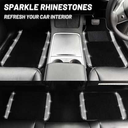 Bling Car Floor Mats Full Set and Steering Wheel Cover
