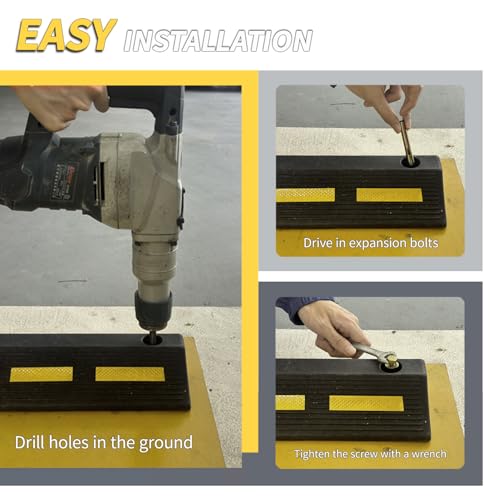 Parking Stopper for Garage Parking with Bolts 3" H 1 Pack