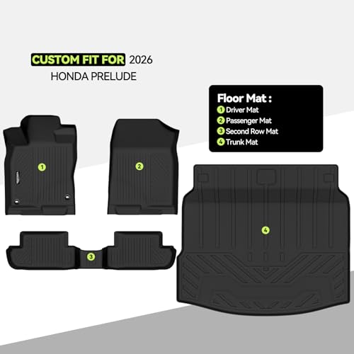 All Weather TPE Floor Mat Set for 2026 Honda Prelude