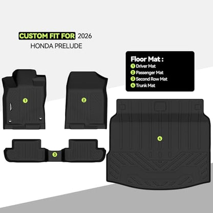 All Weather TPE Floor Mat Set for 2026 Honda Prelude