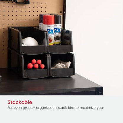 15-Pack, Extra Small Stackable Storage Bins, Black (15 Count)