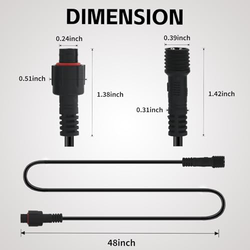 4 PCS 4FT 3 Pin RGB Rock Light Extension Wire for Trucks