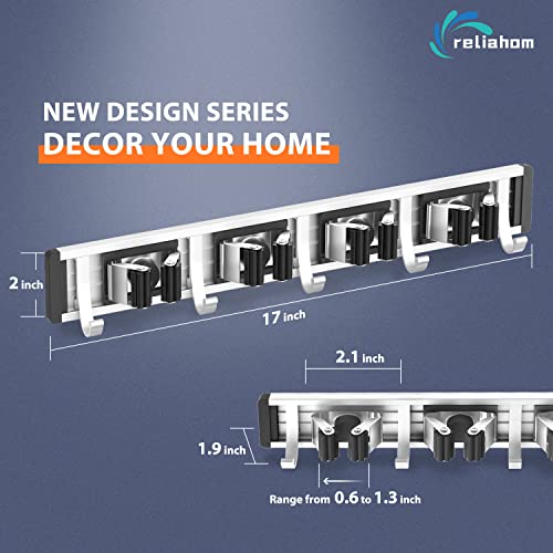Broom Holder Wall Mount Mop Hanger Tools organizer 4Racks 5Hooks