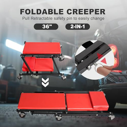 36" Rolling Foldable Car Creeper Automotive Creeper