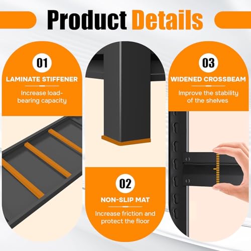 63" H Storage Shelves Standing Shelf Units Metal Book Shelf Organizer Unit Metal Shelves Adjustable Pantry Shelf for Closet Pantry Basement Kitchen Warehouse 63" H X 45" W X 16" D (5 Count)