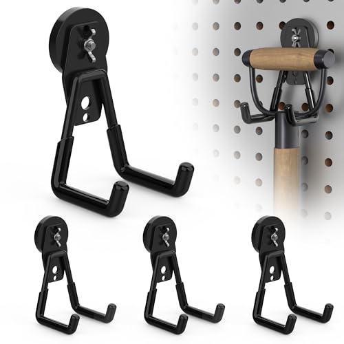 4 Pack Large Magnetic Hooks Heavy Duty Extra Strong Magnetic Garage Hooks Big NdFeB Industrial Magnet Hooks Magnetic Utility Storage Holder Organization with Anti (4 Count)