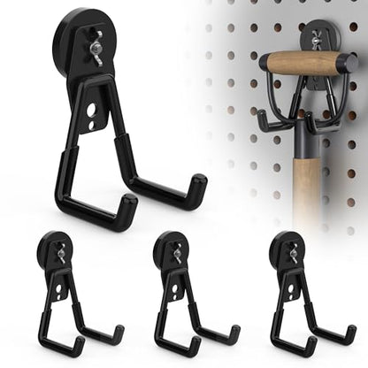 4 Pack Large Magnetic Hooks Heavy Duty Extra Strong Magnetic Garage Hooks Big NdFeB Industrial Magnet Hooks Magnetic Utility Storage Holder Organization with Anti (4 Count)