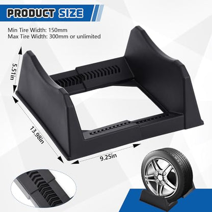 2 Pcs Car Tire Display Stand Wheel Display Rack Adjustable Width Rim Storage Wheel Rim Holder Tyre Stand Base Tire Tray Base for Exhibition Shop Garage Trade Show