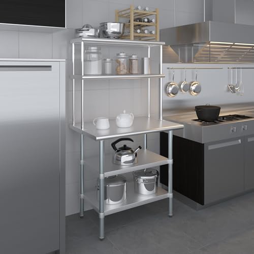 Stainless Steel Work Table with 2 Shelves