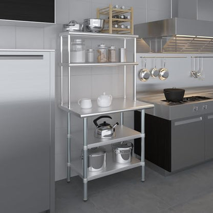 Stainless Steel Work Table with 2 Shelves