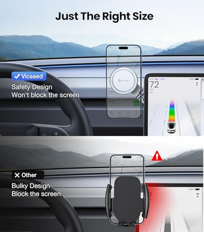 Tesla Phone Mount【Strongest Magnet Power】 Foldable Hidden Tesla Phone Holder Fit for All Phones