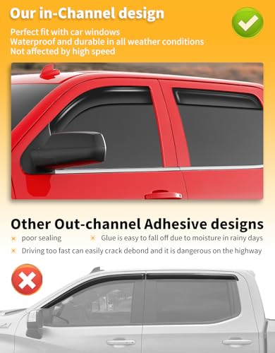 Window Visors Rain Guards for Chevy Silverado (4 Count)