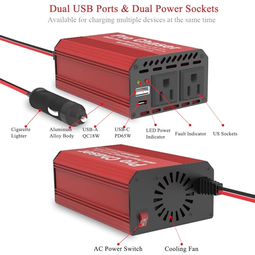 400W Power Inverters for Vehicles DC 12v to 110v AC Car Inverter