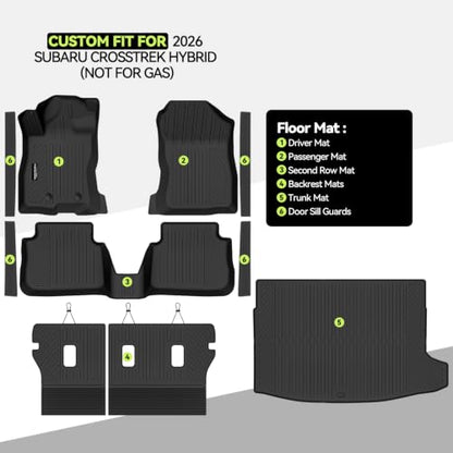 All Weather TPE Floor Mat Set for 2026 Subaru Crosstrek Hybrid