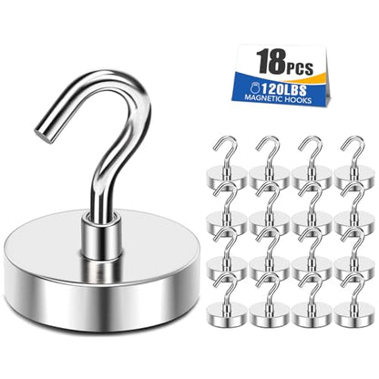 Magnetic Hooks 120lbs Strong Magnets Hook 18 Pack