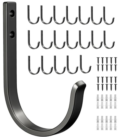 20 Pack Door Hooks for Coat and Towel Black