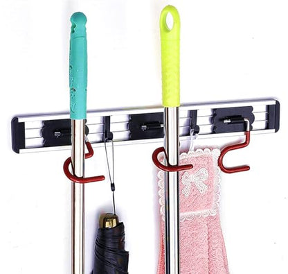 Wall Mounted Mop and Broom Holder Stainless Steel S Type Broom Rack Anti