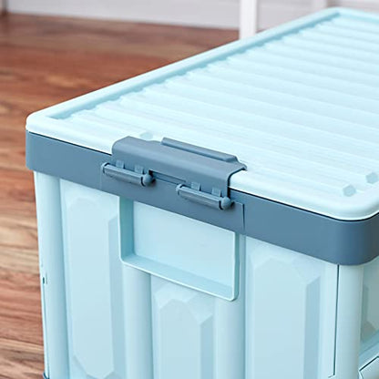 Blue Folding Plastic Stackable Utility Crates 2 (2 Count)