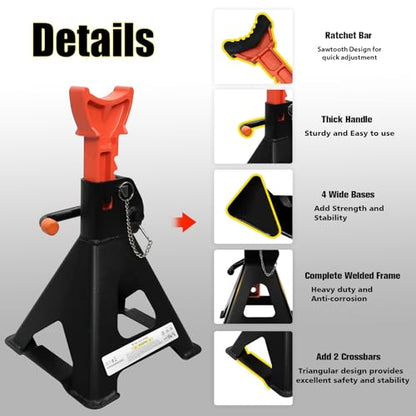 Upgraded Jack Stands 6 Ton (2 Count)