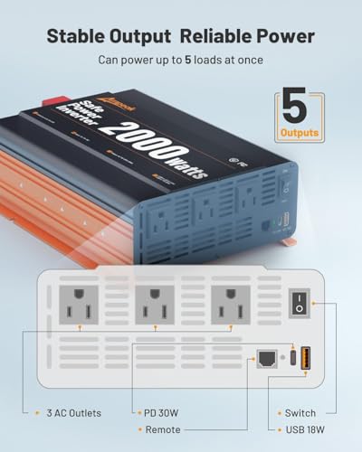 2000W Power Inverter 12V DC to 110V AC
