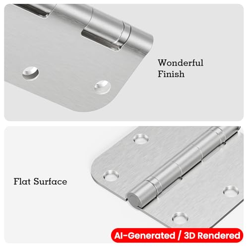 Rounded Brushed Nickel Door Hinges 3.5" 5 (3 Count)