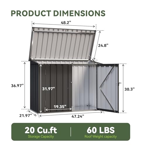 Outdoor Storage Cabinet 20 Cu.Ft Metal Storage Shed with Floor