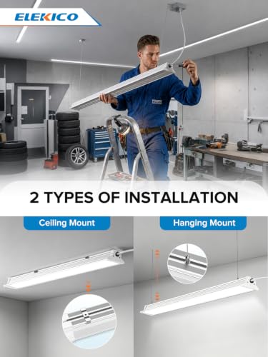 Commercial grade 10000LM 5000K 60W Linkable 4 Foot Led Shop Lights for Shop (4 Count)