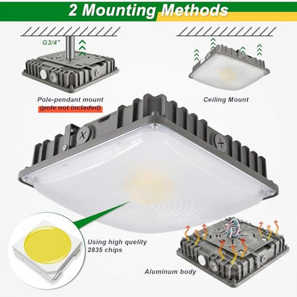 LED Canopy Garage Light 3CCT LED Gas Station Commercial Fixture Lights