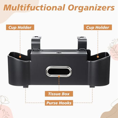2 Pack Multifunctional Car Seat Back Storage Box Car Seat Back Organizer with Tissue Box (2 Count)