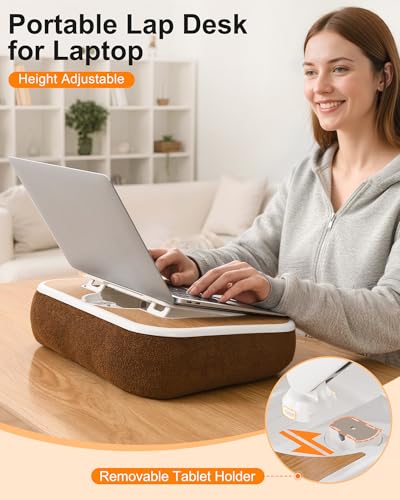 2-in-1 Laptop & Tablet Lap Desk with Cushion for Car Bed Sofa