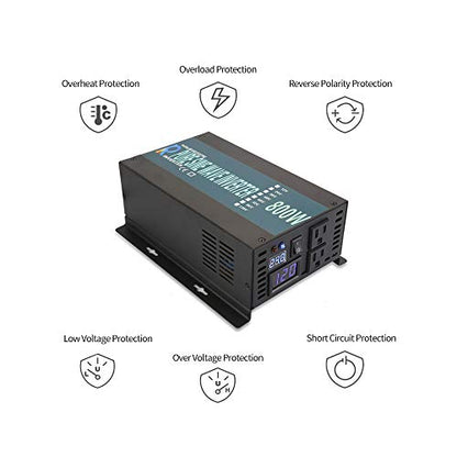 Full Power Full Power Endurable Led Display 800W Pure Sine Wave Solar Inverter 12Vdc to 120Vac