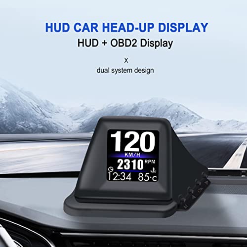 Head Up Display for Car Digital Speedometer Display GPS+OBD2 Dual System Smart Gauge MPH Clock RPM Over Speed Alarm Odometer for All Vehicle