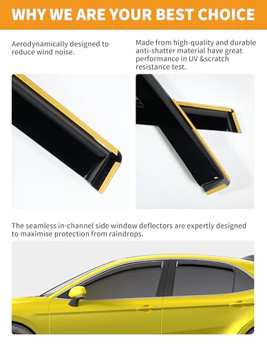 in Channel Window Visors Rain Guards for Toyota Camry 2018 (4 Count)