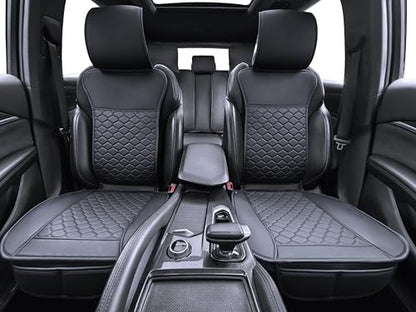 Car Seat Cover Full Set Leather Waterproof Front Rear Black
