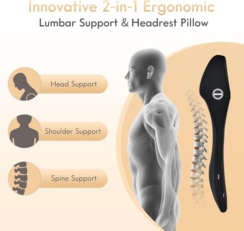 Car Seat Cushion and Lumbar Support Headrest Pillow Memory Foam Ergonomic Car Cushion Back Neck Support Pillow Sciatica & Back & Tailbone Pain Relief Cushion for Car Seat Driving
