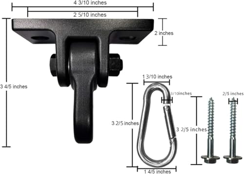 Heavy Duty Black Swing Hangers Screws Bolts Included Over 5000 lb Capacity Playground Porch Yoga Seat Trapeze Wooden Sets Indoor Outdoor (4 Count)