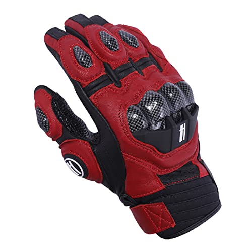 Mens Leather Motorbike Gloves KM046 Oxblood