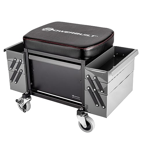 Rolling Seat with Expandable Tool Trays