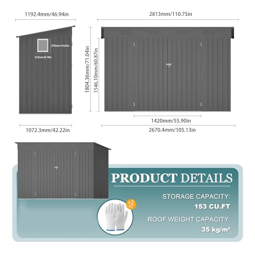 4 * 9.2 * 6 FT Outdoor Storage Shed