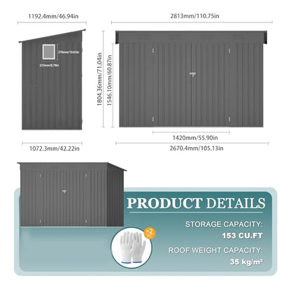 4 * 9.2 * 6 FT Outdoor Storage Shed