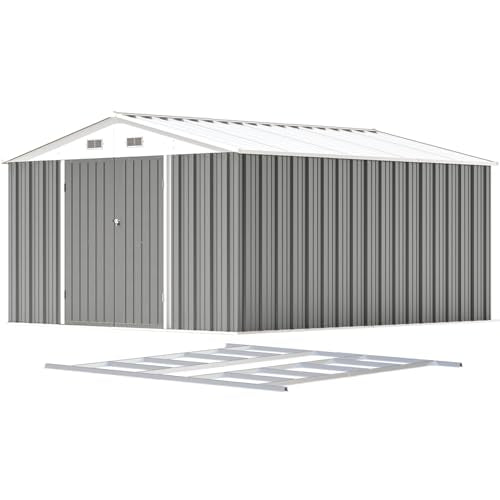 10 x 12 FT Metal Storage Shed for Outdoor with Floor Frame